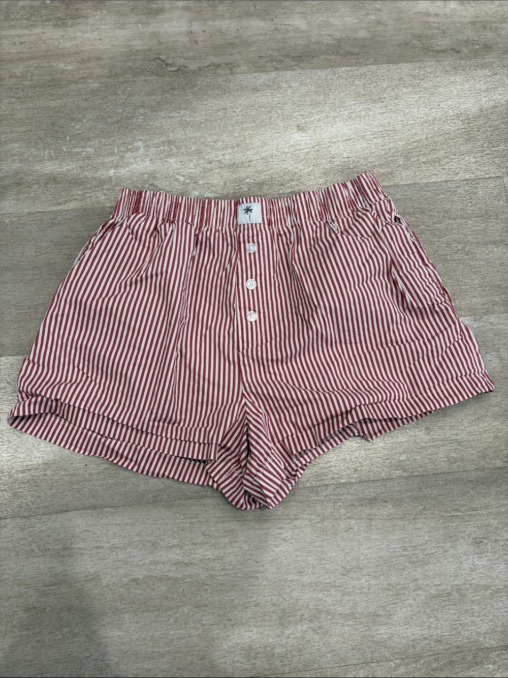 Women’s Red Striped Women’s Elastic Waist Boxer Shorts